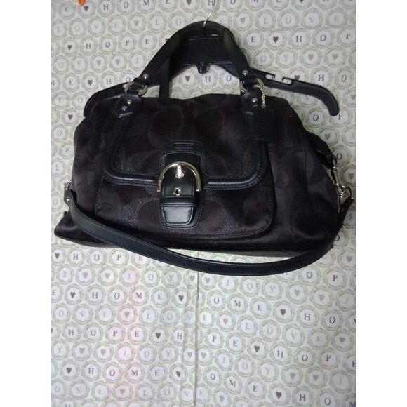 Coach No. J1382-F26243 Brown w/Black Leather Signature Campbell Handbag - Picture 1 of 9